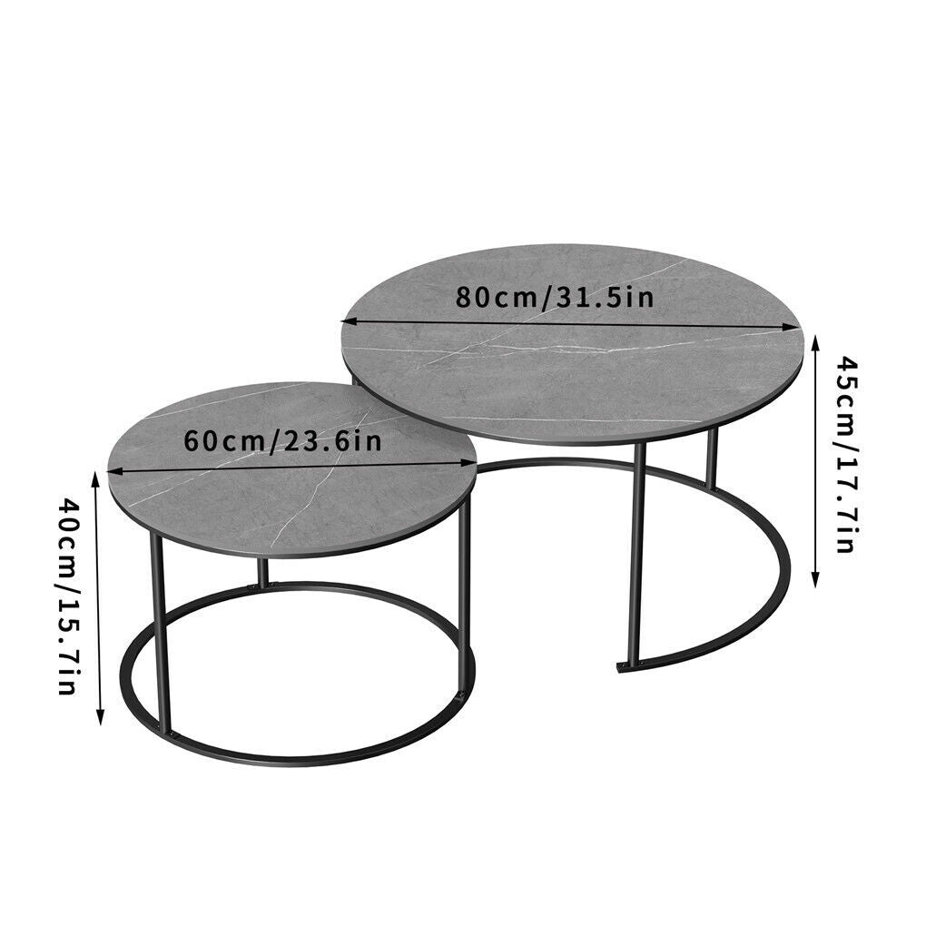 Set of 2 Grey Marble Nesting Coffee Tables 60/80cm - SuperSaverAU - view 10