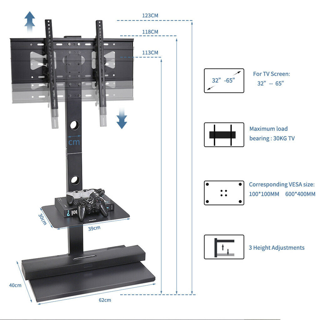 Adjustable Swivel TV Stand for 32-65 Inch Screens