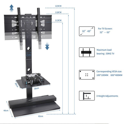 Adjustable Swivel TV Stand for 32-65 Inch Screens