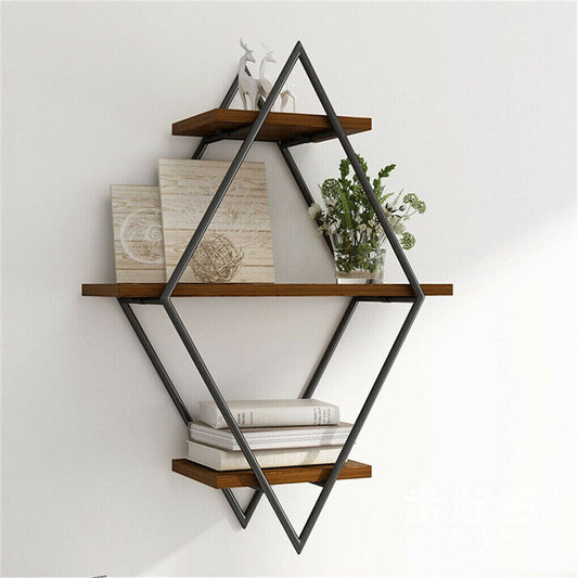 Vintage Rustic Wooden Floating Shelves - Decorative Storage
