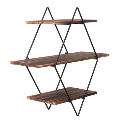 Vintage Rustic Wooden Floating Shelves - Decorative Storage