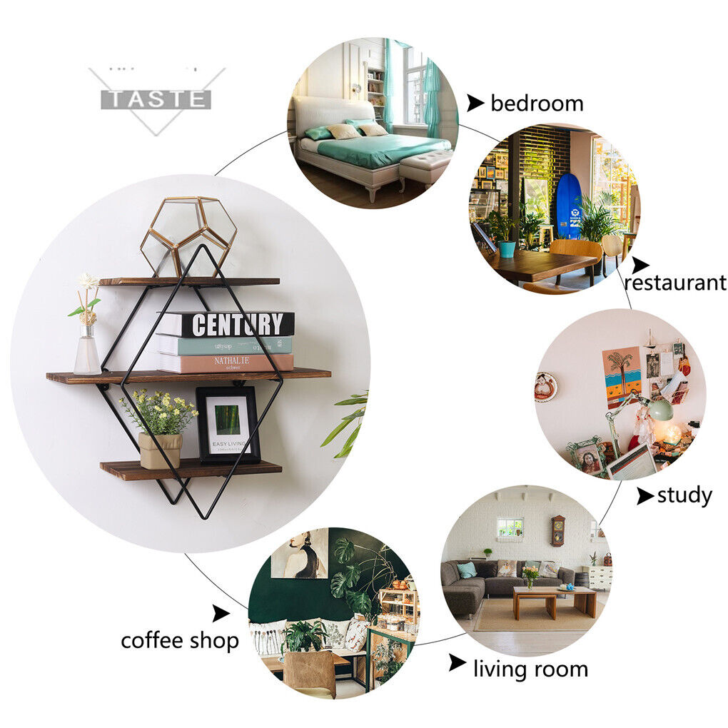 Vintage Rustic Wooden Floating Shelves - Decorative Storage