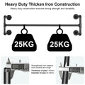 Iron Wall Mounted Clothes Rack with Shelf, 109x109x35 cm, Durable Industrial Design
