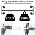 Iron Wall Mounted Clothes Rack with Shelf, 109x109x35 cm, Durable Industrial Design - SuperSaverAU - view 4