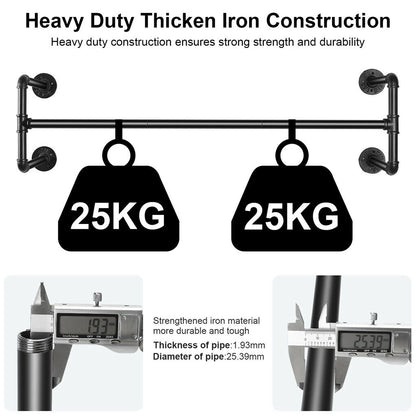 Iron Wall Mounted Clothes Rack with Shelf Garment Display