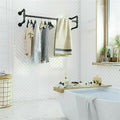 Iron Wall Mounted Clothes Rack with Shelf, 109x109x35 cm, Durable Industrial Design - SuperSaverAU - view 5