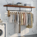 Industrial Iron Pipe Clothes Rail 180cm Vintage Wall Shelf with Hooks - SuperSaverAU - view 3