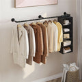 Industrial Iron Pipe Clothes Rail 180cm Vintage Wall Shelf with Hooks - SuperSaverAU - view 5