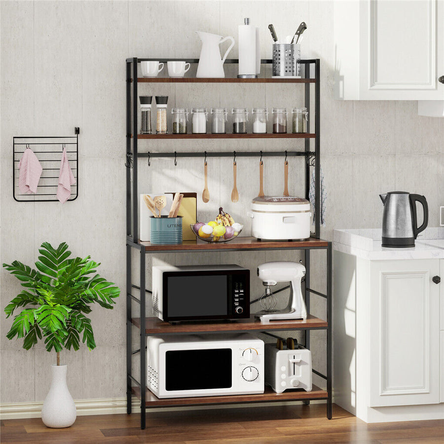 5-Tier Baker's Rack Microwave Stand Storage Shelf 84.5cm - Space-Saving Design, Durable Construction - SuperSaverAU - view 1
