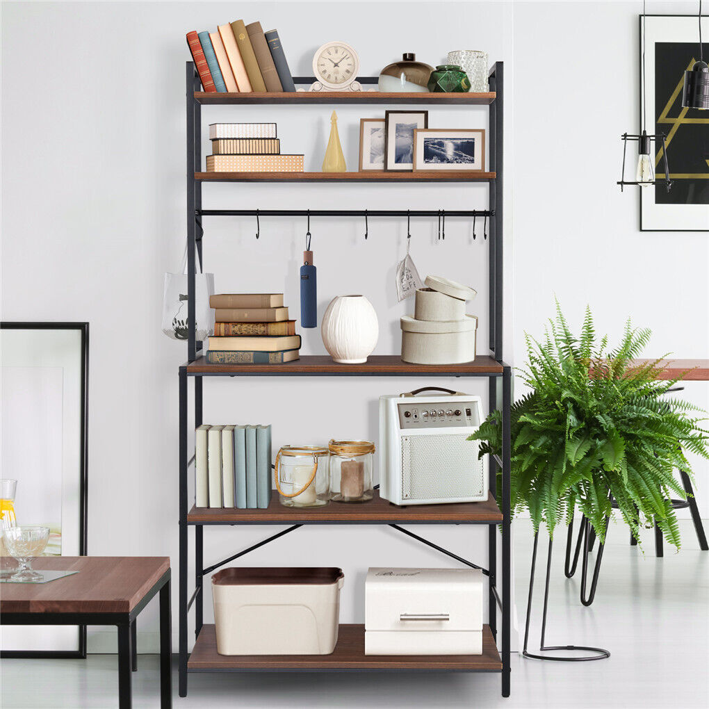 5-Tier Baker's Rack Microwave Stand Storage Shelf 84.5cm - Space-Saving Design, Durable Construction - SuperSaverAU - view 3