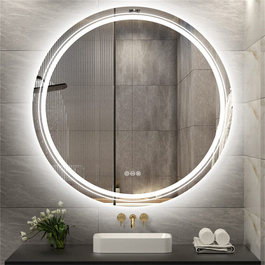 60cm LED Bathroom Mirror Anti-fog Circle Backlit HD with Adjustable Lighting - SuperSaverAU - view 1