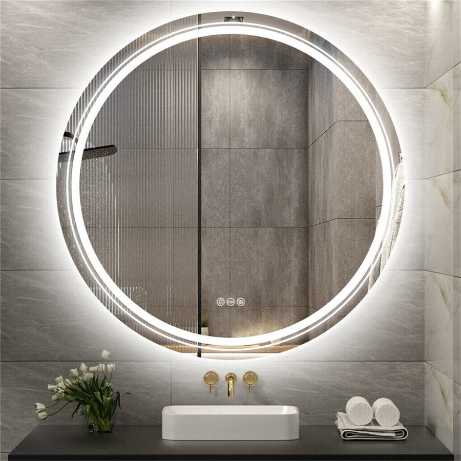 60cm LED Bathroom Mirror Anti-fog Circle Backlit HD with Adjustable Lighting - SuperSaverAU - view 1