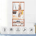 Bamboo 5-Tier Hat Coat Shoe Rack Entryway Bench 69.5x25.5x184.5 cm, Durable Storage - SuperSaverAU - view 2