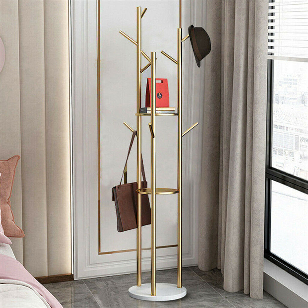 Marble & Metal Coat Rack Stand Heavy Duty 31.7x31.7x172.5 cm with 9 Hooks - SuperSaverAU - view 4