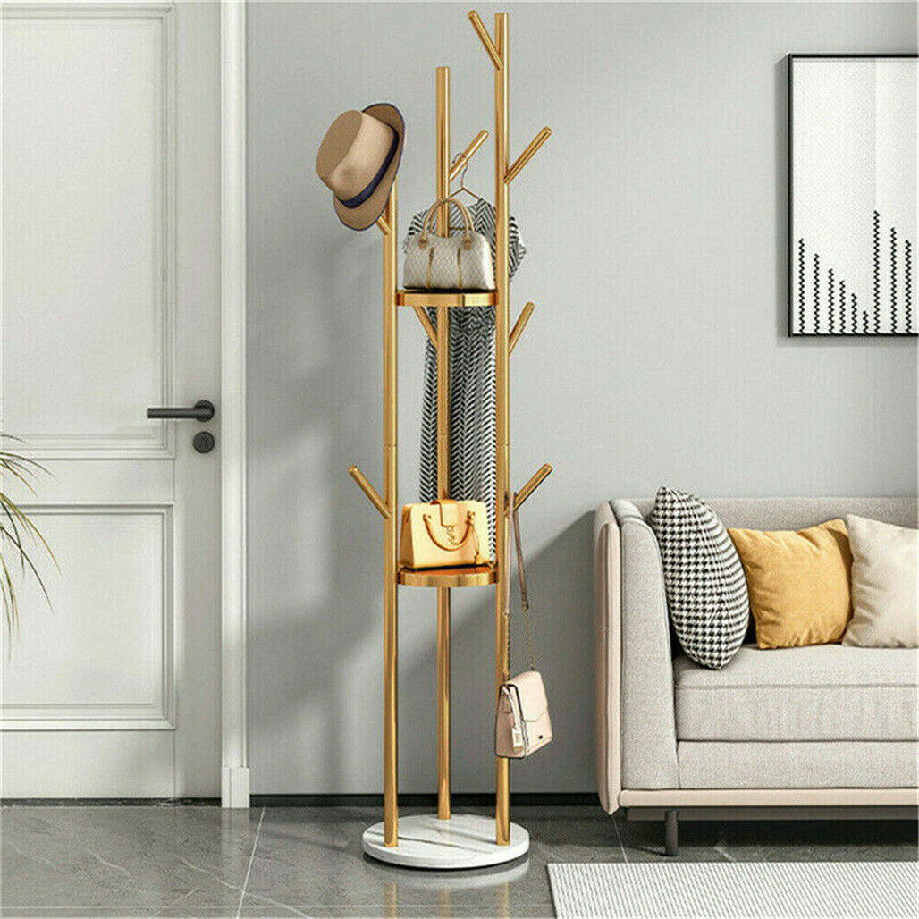Marble & Metal Coat Rack Stand Heavy Duty 31.7x31.7x172.5 cm with 9 Hooks - SuperSaverAU - view 8