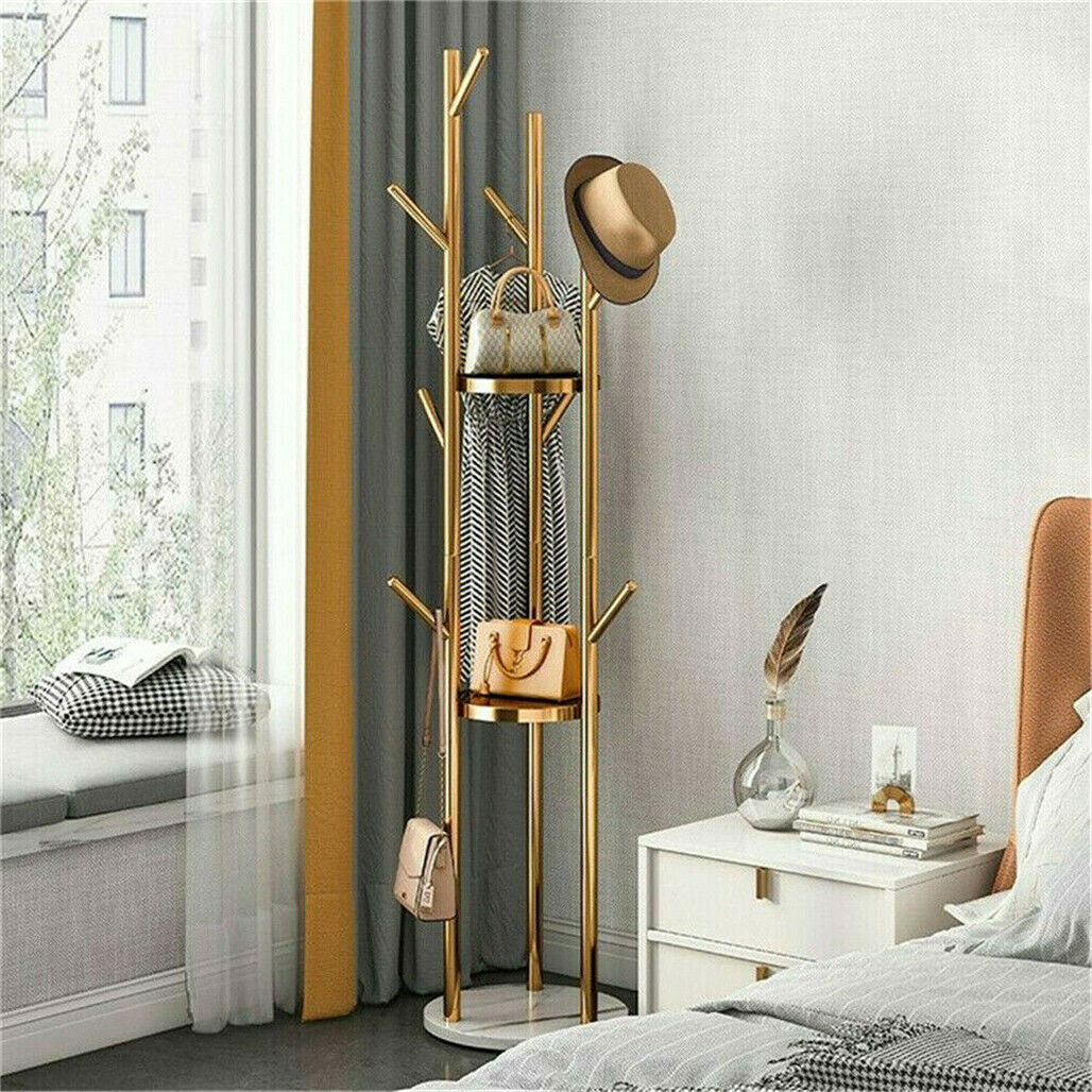 Marble & Metal Coat Rack Stand Heavy Duty 31.7x31.7x172.5 cm with 9 Hooks - SuperSaverAU - view 9