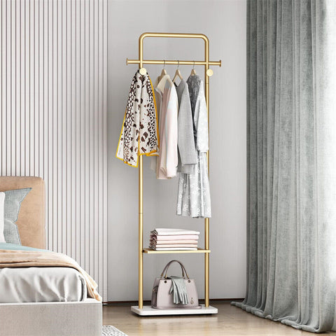 Gold Metal Coat Rack Stand with Granite Base - Hall Tree - SuperSaverAU - view 2