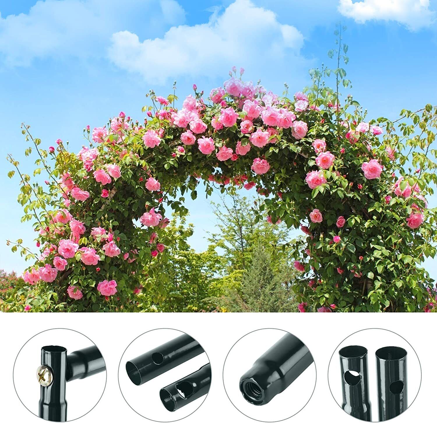 Premium Metal Garden Arch Trellis – Dark Green for Climbing Plants