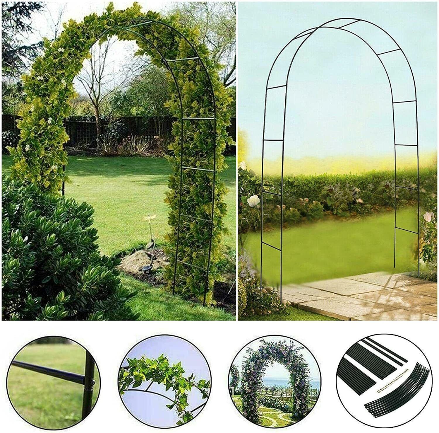 Premium Metal Garden Arch Trellis – Dark Green for Climbing Plants