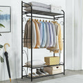 Extra Large Iron Clothes Rack Garment Hanging Stand with 3 Shelves, 79x36x161 cm - SuperSaverAU - view 1