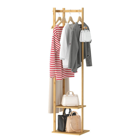 Bamboo Coat & Hat Rack Stand with Shoe Shelf - SuperSaverAU - view 1