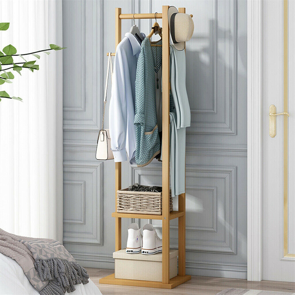 Bamboo Coat & Hat Rack Stand with Shoe Shelf - SuperSaverAU - view 5