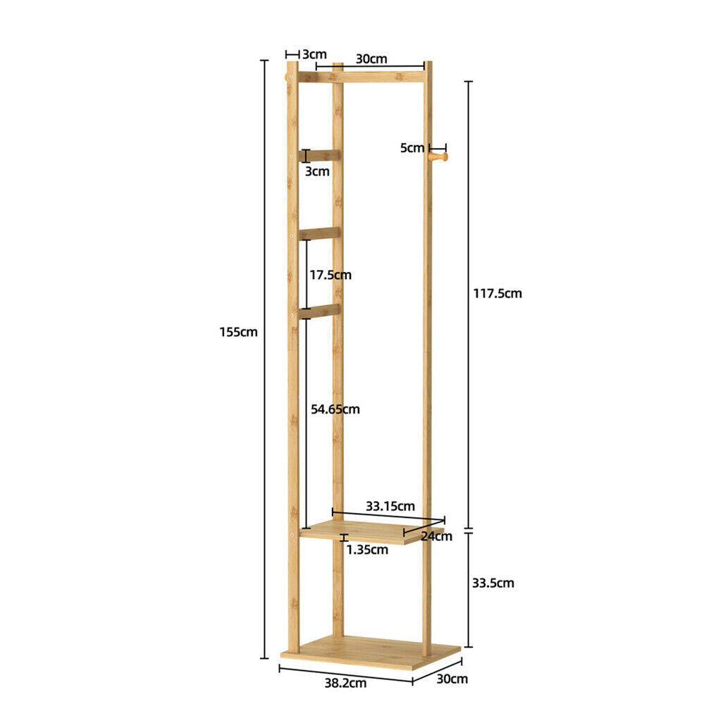 Bamboo Coat & Hat Rack Stand with Shoe Shelf - SuperSaverAU - view 8