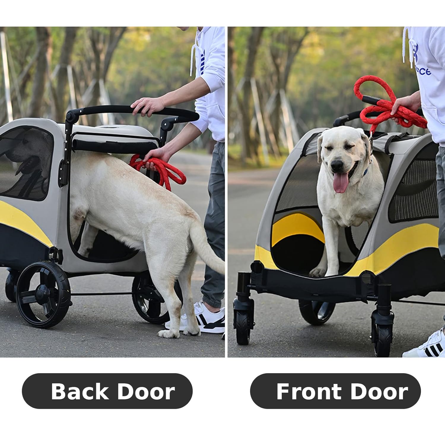 XL Dog Stroller Pet Pushchair Foldable Travel Cart - Spacious, Dual-Entry, Durable - SuperSaverAU - view 4