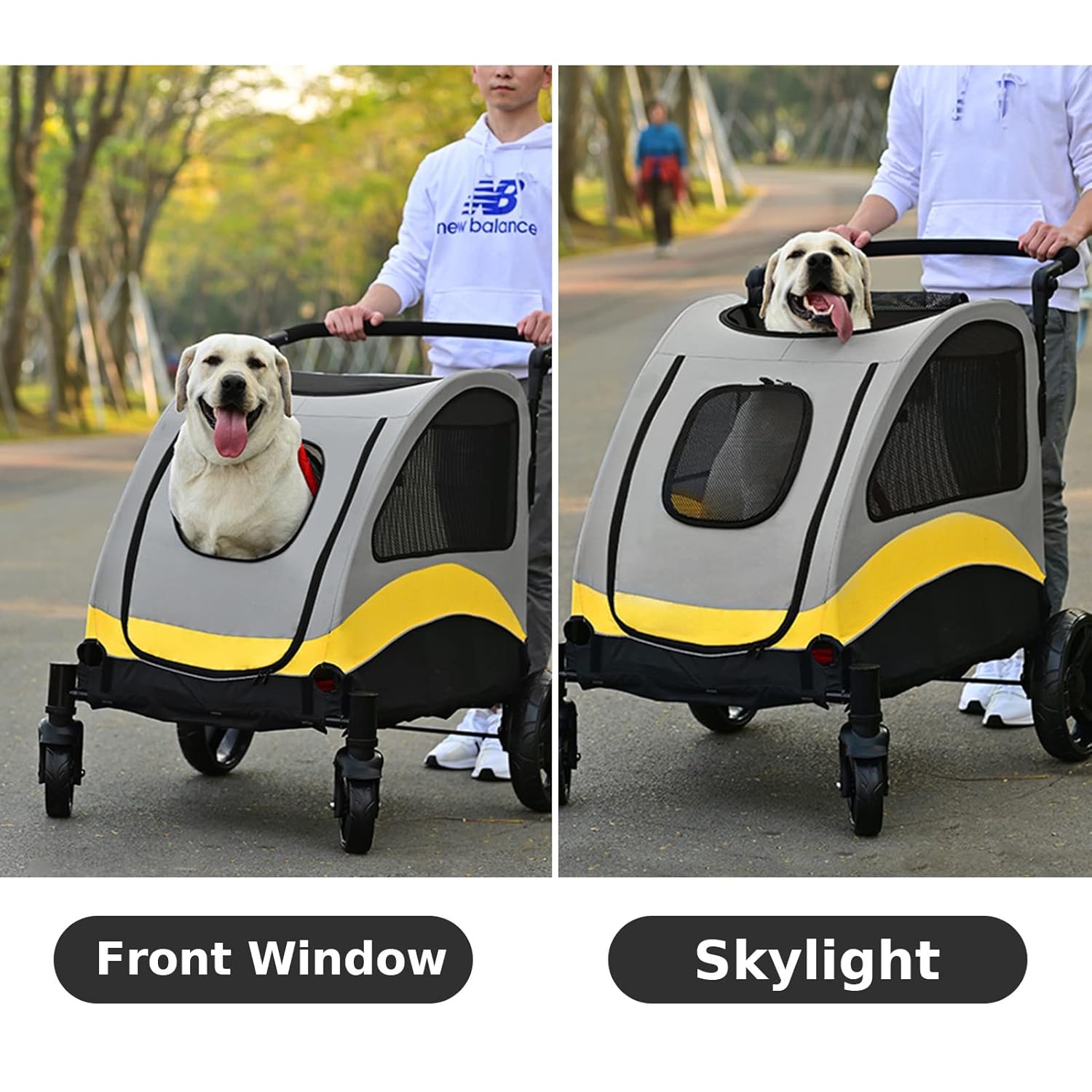 XL Dog Stroller Pet Pushchair Foldable Travel Cart - Spacious, Dual-Entry, Durable - SuperSaverAU - view 6