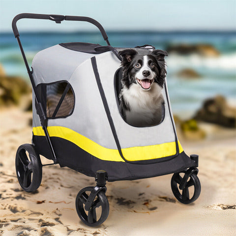 Dog Stroller 30x30x20 cm with Rain Cover, Dual Entry, Foldable Pet Cart - SuperSaverAU - view 1