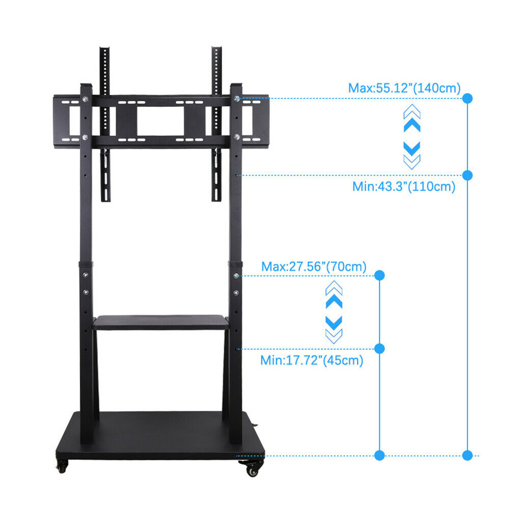 Rolling TV Stand 32-100" with Adjustable Mount, 2-Tier Shelf, Mobile Design - SuperSaverAU - view 6