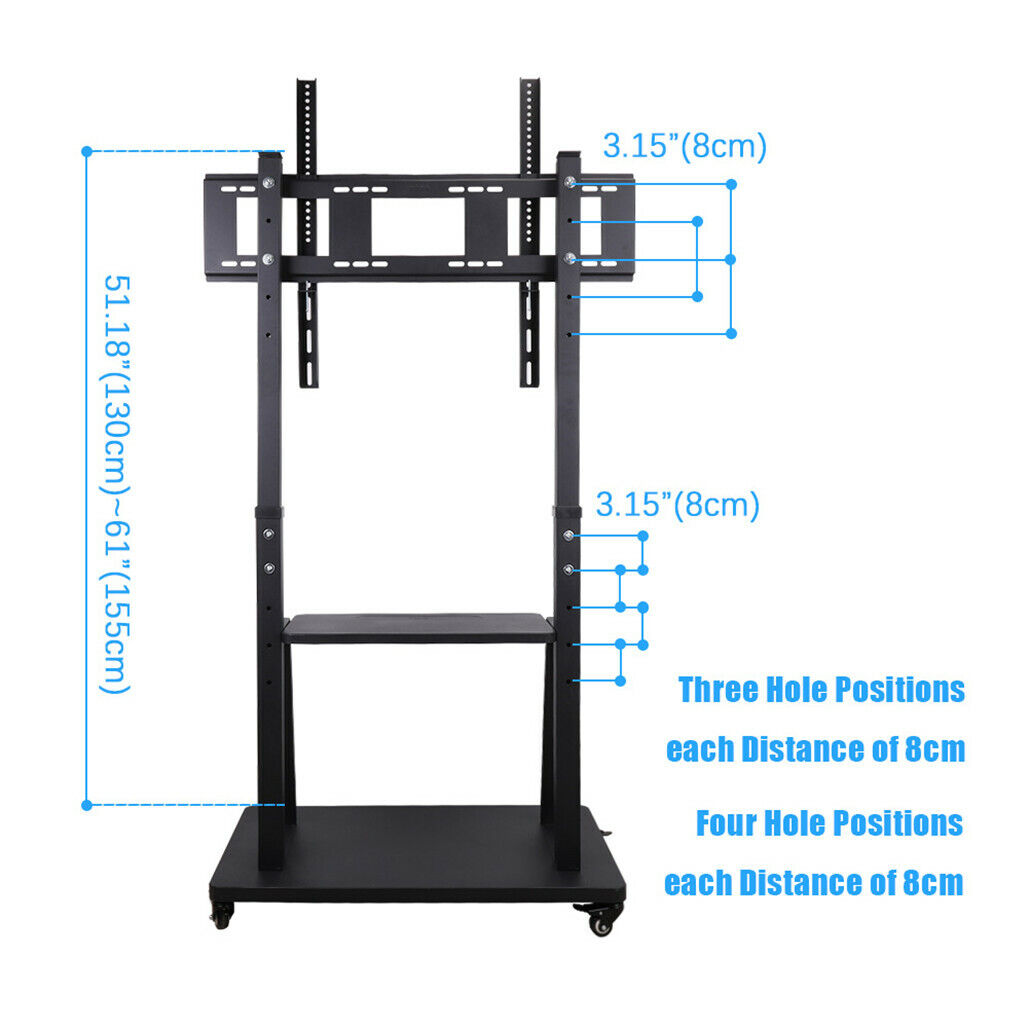 Rolling TV Stand 32-100" with Adjustable Mount, 2-Tier Shelf, Mobile Design - SuperSaverAU - view 7