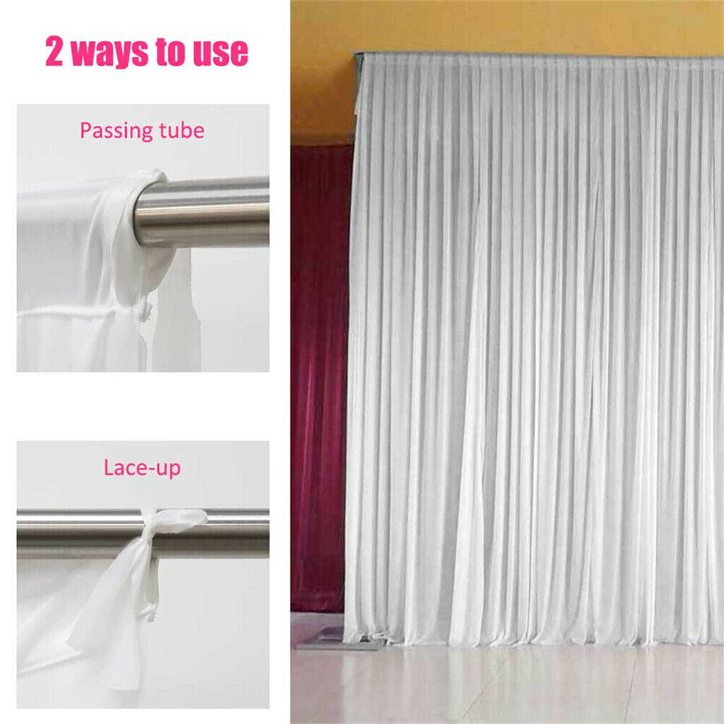 3x6m White Stage Curtain Backdrop - Elegant Ice Silk, Dual Hanging Options - SuperSaverAU - view 3