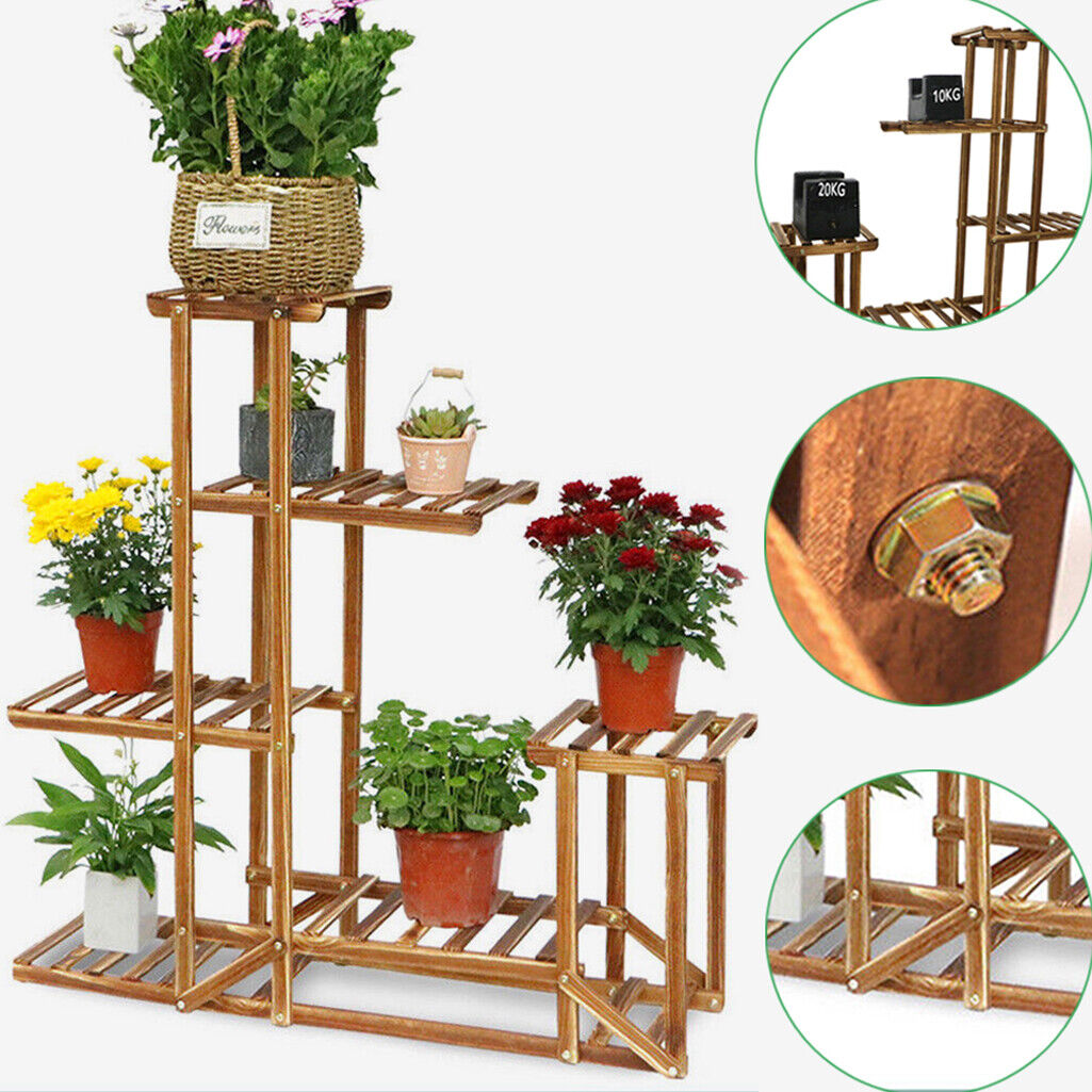 5-Tier Wooden Plant Stand, 30x30x20 cm, Durable Pine, Indoor/Outdoor Use - SuperSaverAU - view 5