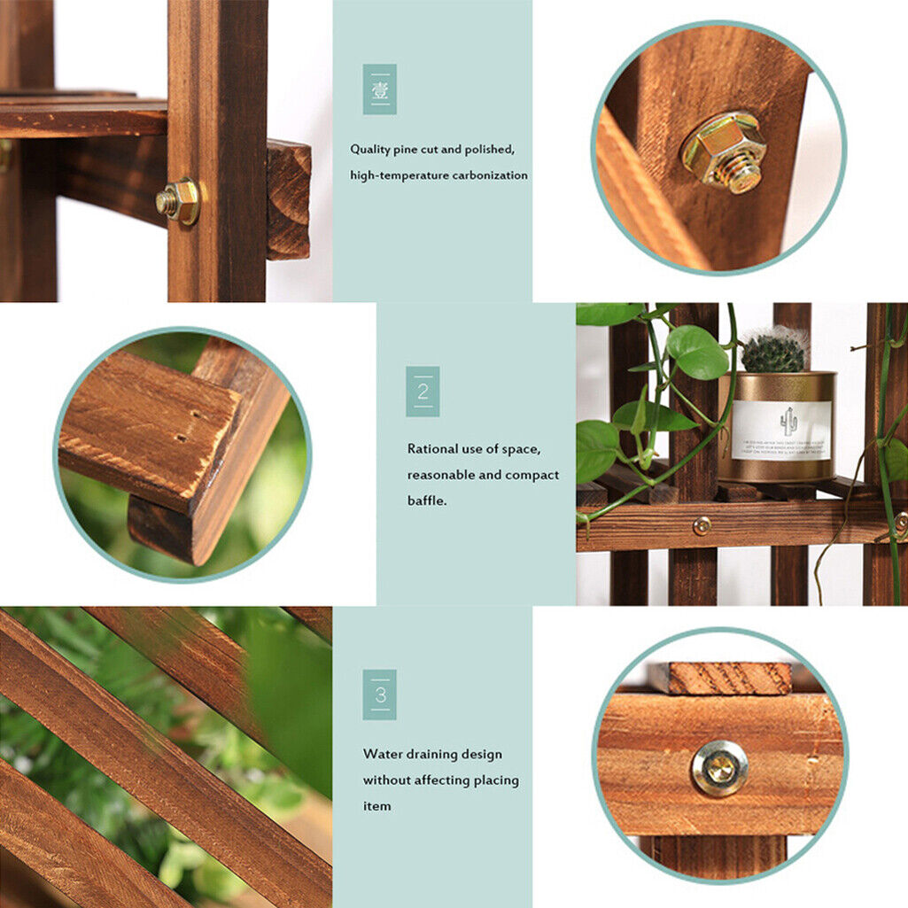 5-Tier Wooden Plant Stand, 30x30x20 cm, Durable Pine, Indoor/Outdoor Use - SuperSaverAU - view 10