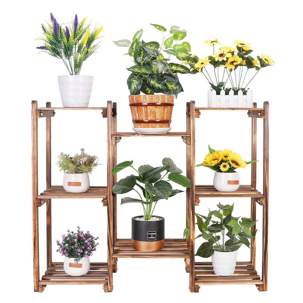 8-Tier Wooden Plant Stand, 30x30x20 cm, Durable Pine, Indoor/Outdoor Use - SuperSaverAU - view 3