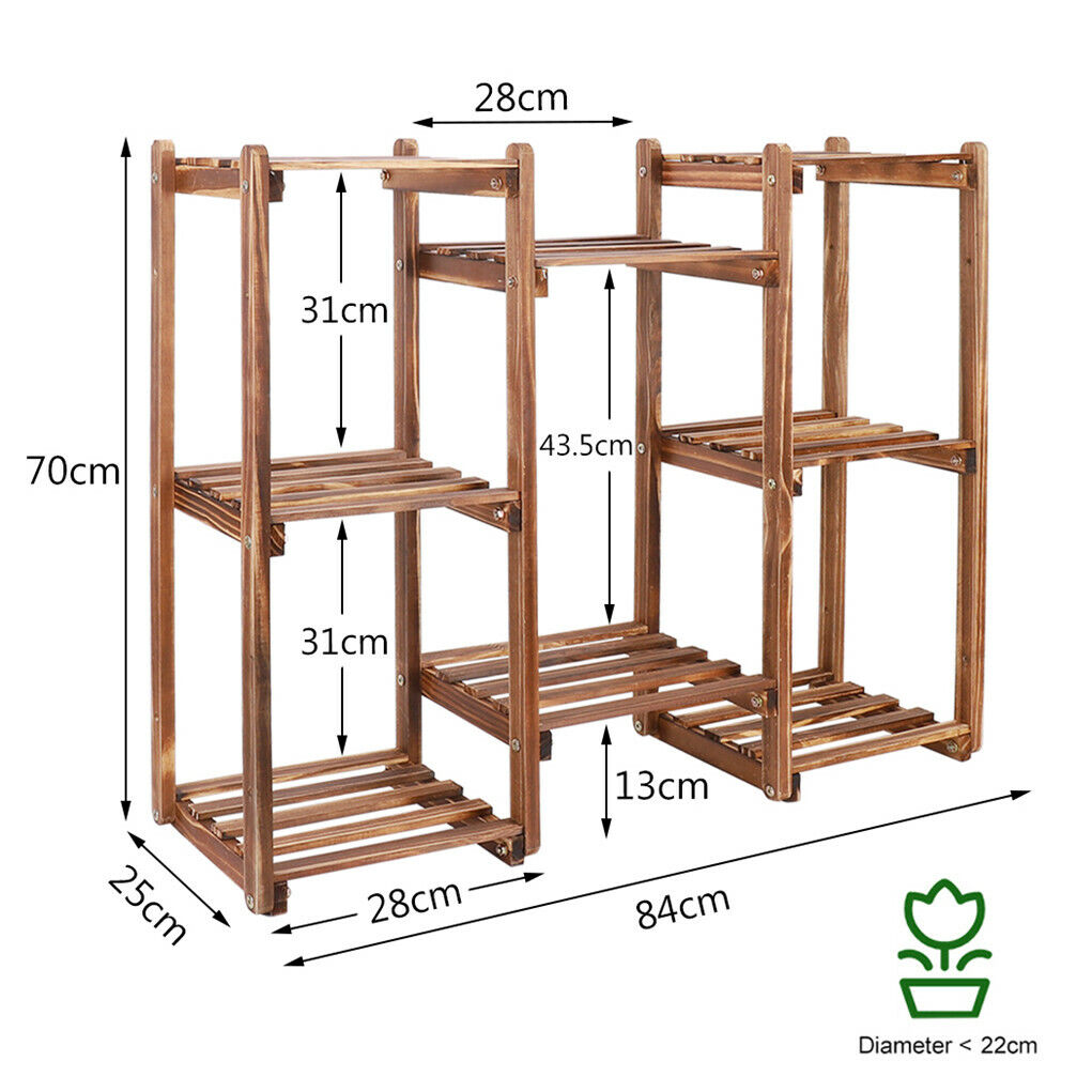 8-Tier Wooden Plant Stand, 30x30x20 cm, Durable Pine, Indoor/Outdoor Use - SuperSaverAU - view 7