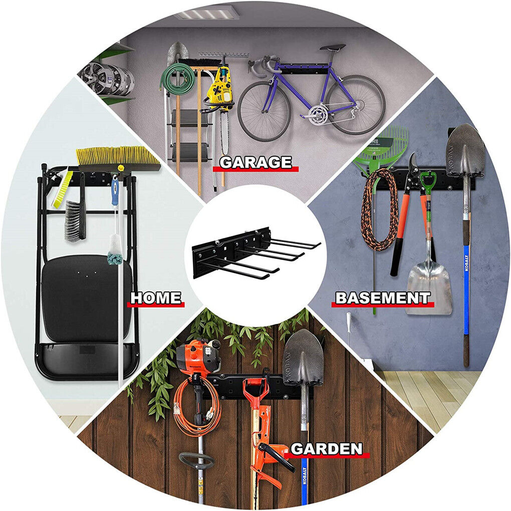 Heavy Duty Wall Mounted Tool Rack Organizer 52.5 x 7 x 2.1 cm, Steel Construction - SuperSaverAU - view 4