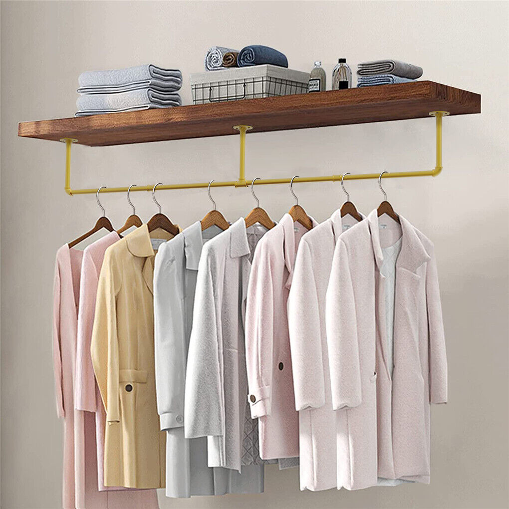 Vintage Gold Wall Mounted Clothes Rack, 180 x 27.5 x 8.5 cm, Elegant Design, 30kg Capacity - SuperSaverAU - view 6