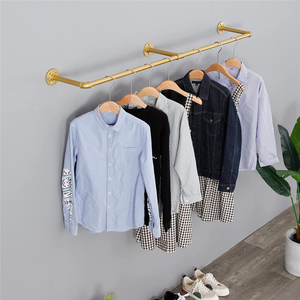 Vintage Gold Wall Mounted Clothes Rack, 180 x 27.5 x 8.5 cm, Elegant Design, 30kg Capacity - SuperSaverAU - view 9
