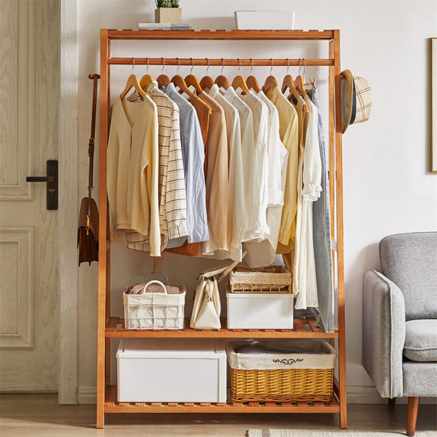 Bamboo Garment Rack 35x17.1x65 inches - Eco-Friendly, Portable Laundry Storage - SuperSaverAU - view 1