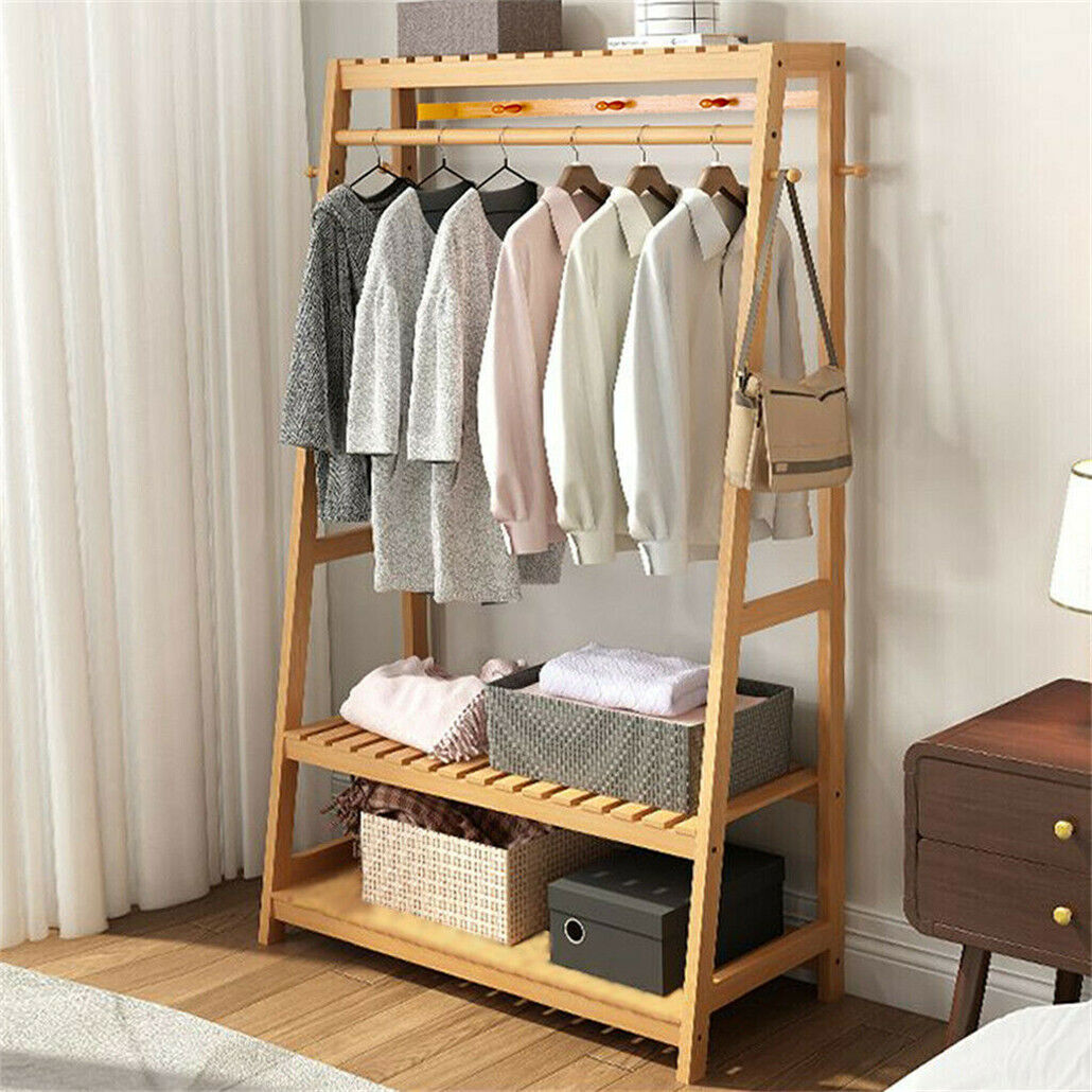 Bamboo Garment Rack 35x17.1x65 inches - Eco-Friendly, Portable Laundry Storage - SuperSaverAU - view 6