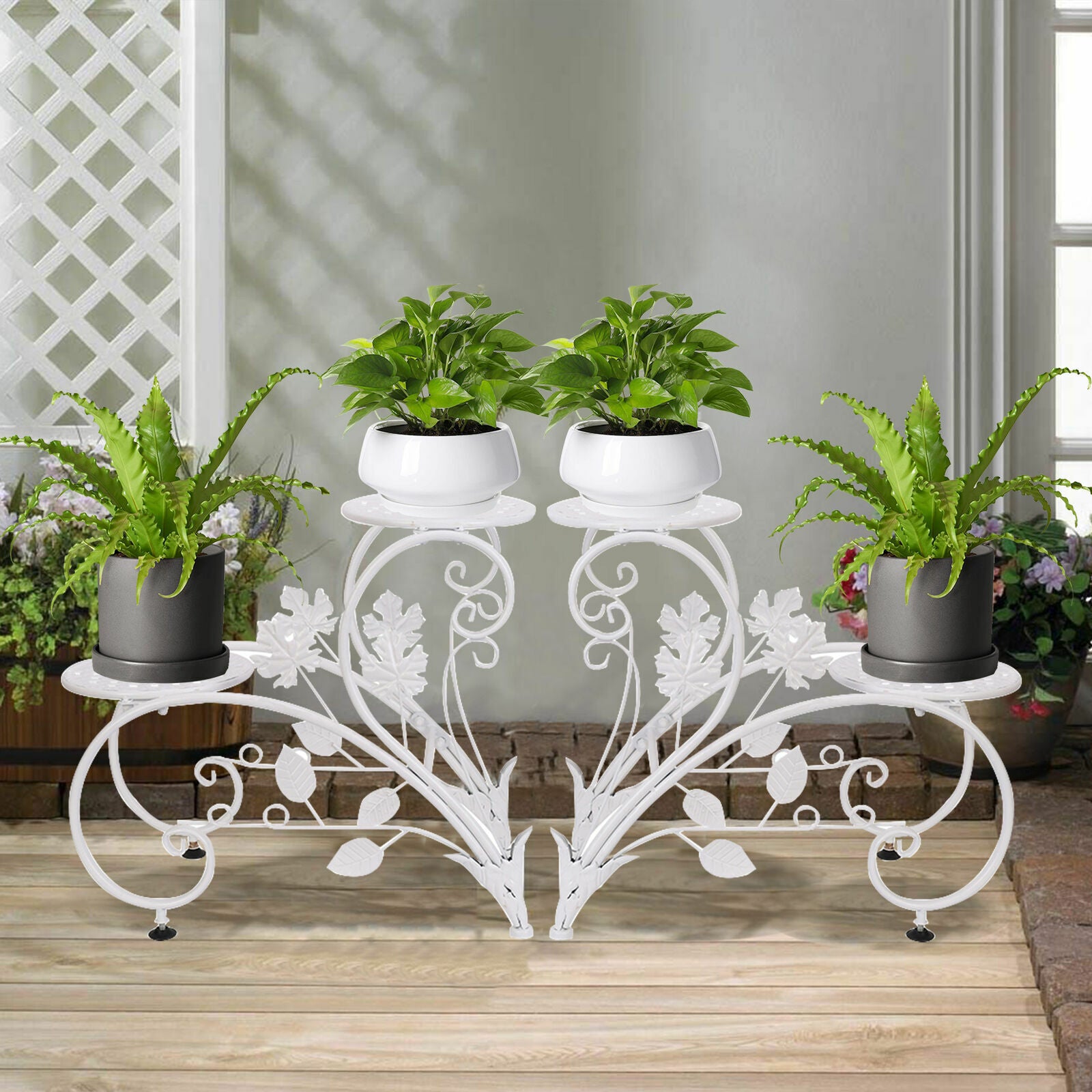 Set of 2 Plant Stand 30x30x20 cm, Durable Iron, Elegant Vintage Design - SuperSaverAU - view 4