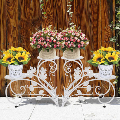 Set of 2 Plant Stand Wedding Garden Flower Shelf Rack