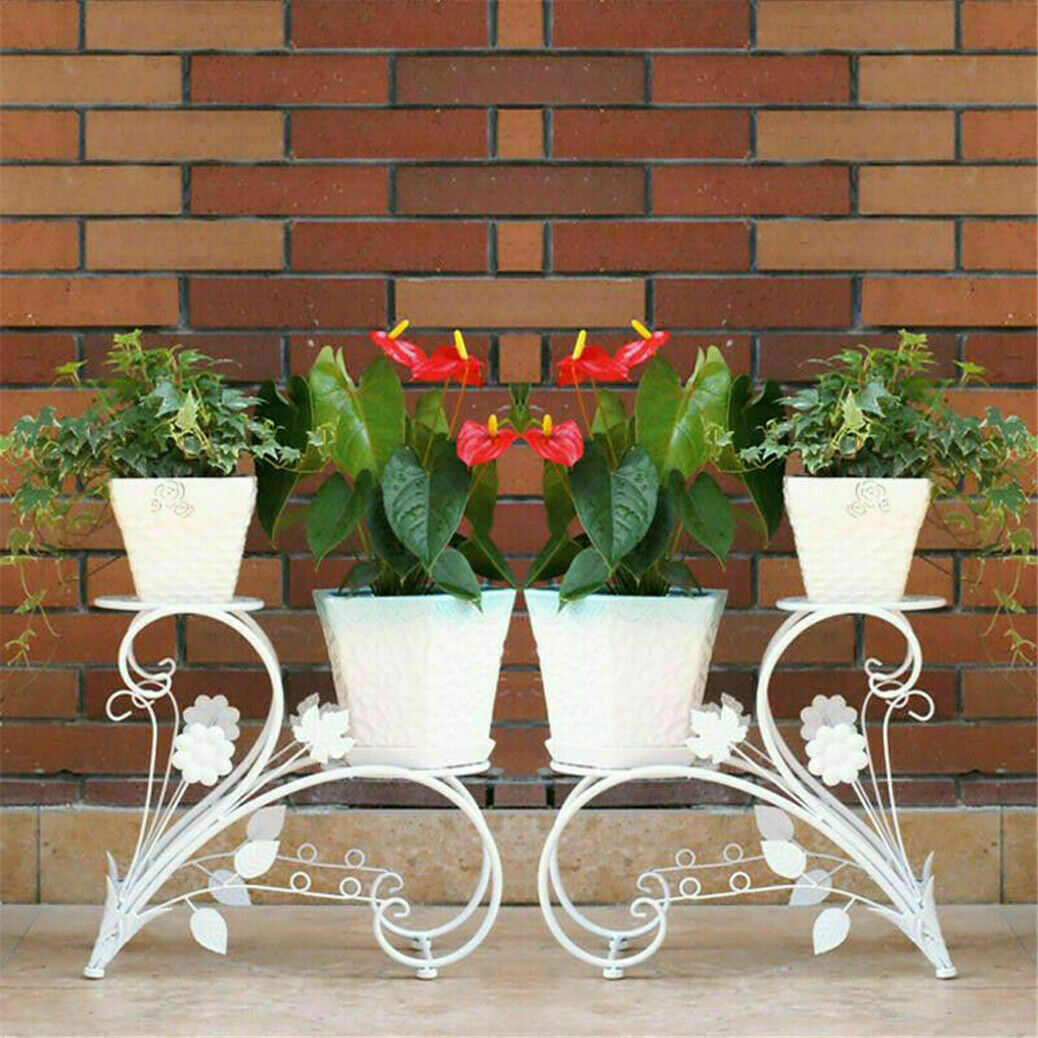 Set of 2 Plant Stand 30x30x20 cm, Durable Iron, Elegant Vintage Design - SuperSaverAU - view 8