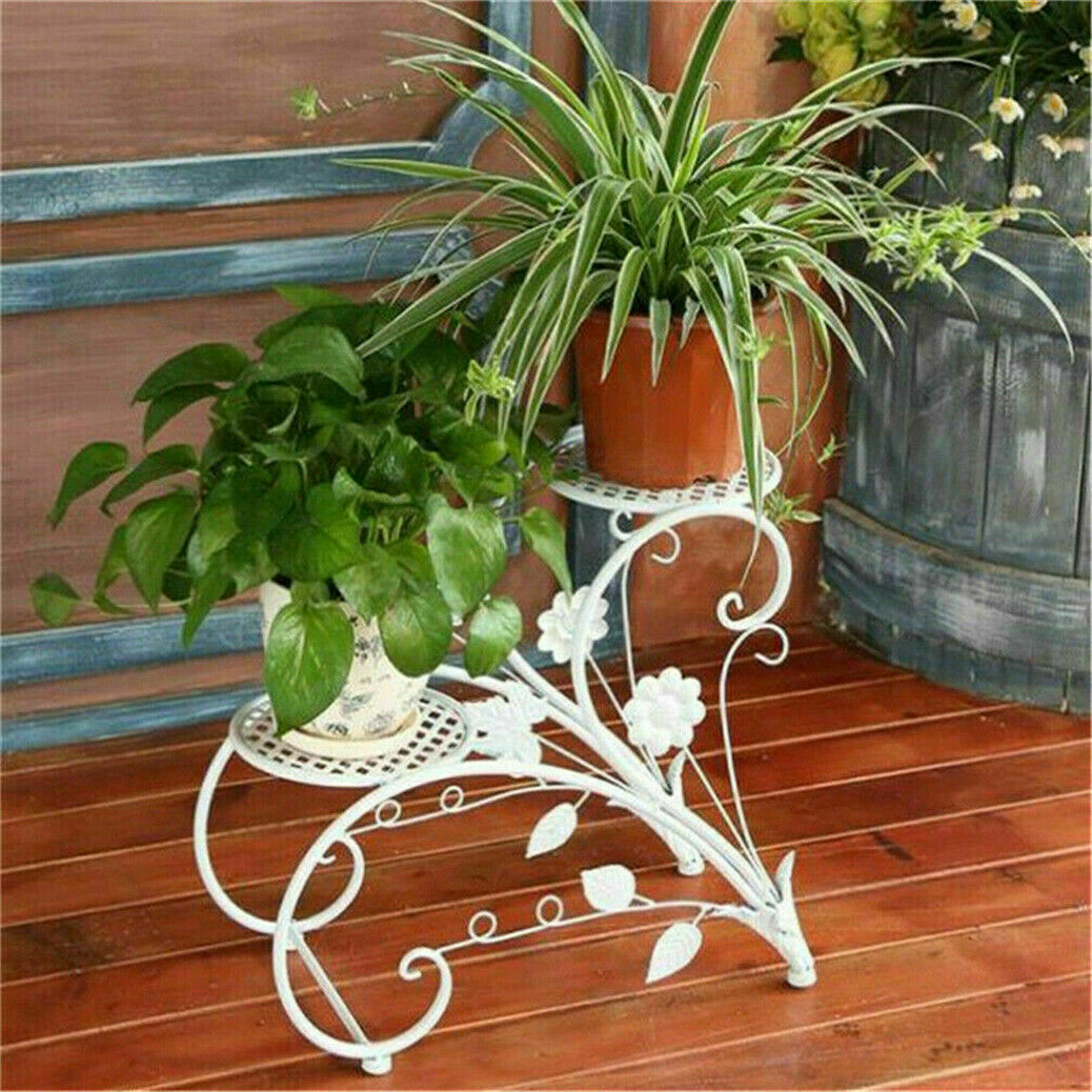 Set of 2 Plant Stand 30x30x20 cm, Durable Iron, Elegant Vintage Design - SuperSaverAU - view 9