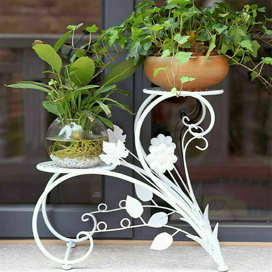 Set of 2 Plant Stand 30x30x20 cm, Durable Iron, Elegant Vintage Design - SuperSaverAU - view 10
