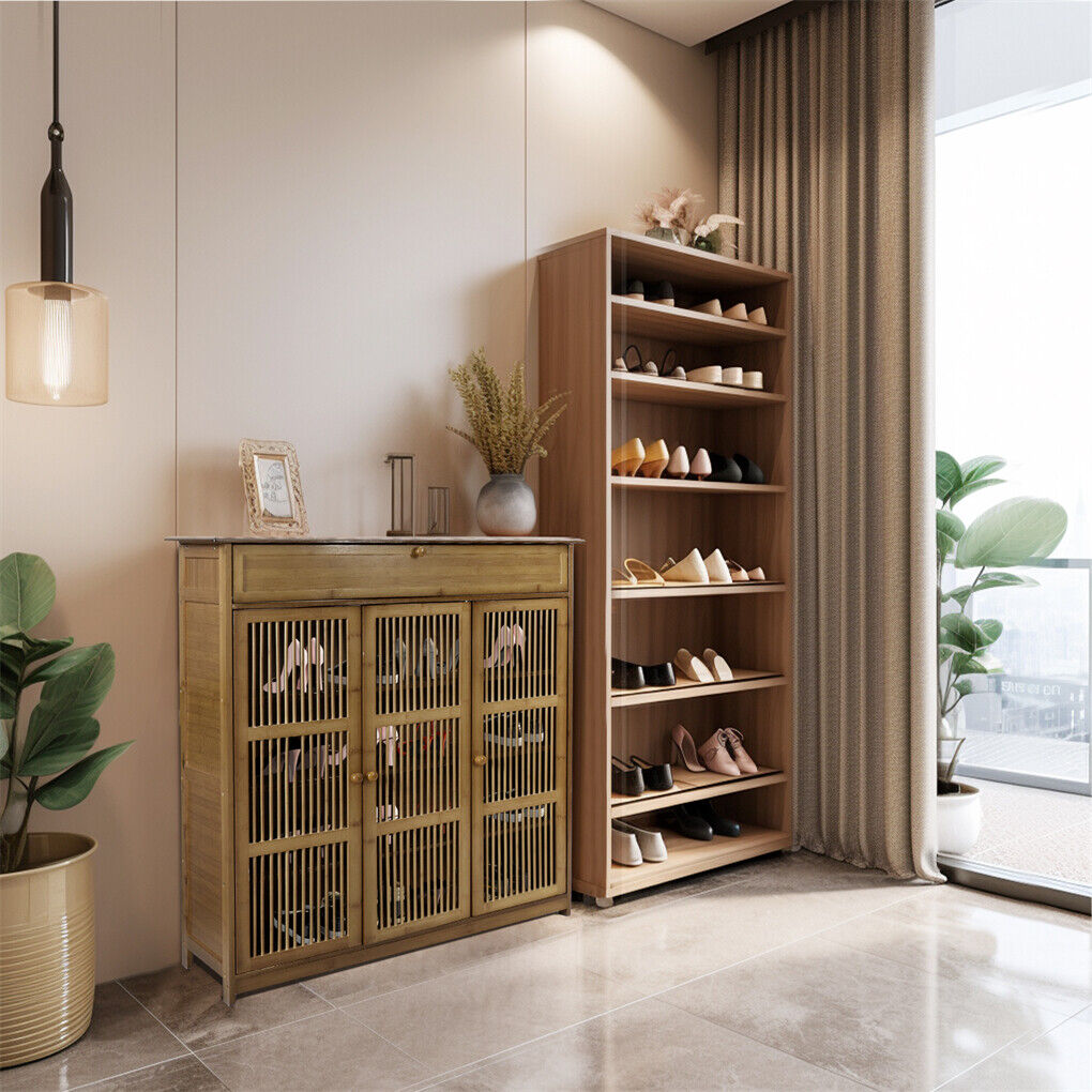 XXL Bamboo Shoe Rack Cabinet - 4-Tier with Doors & Drawers - SuperSaverAU - view 7
