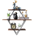 3 Tier Diamond Metal Floating Shelves 50x17.5x50 cm - Elegant Geometric Design - SuperSaverAU - view 2