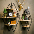3 Tier Diamond Metal Floating Shelves 50x17.5x50 cm - Elegant Geometric Design - SuperSaverAU - view 6